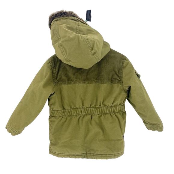 Old Navy sherpa-lined hooded utility jacket corduroy accents parka green size 2T - Picture 2 of 9